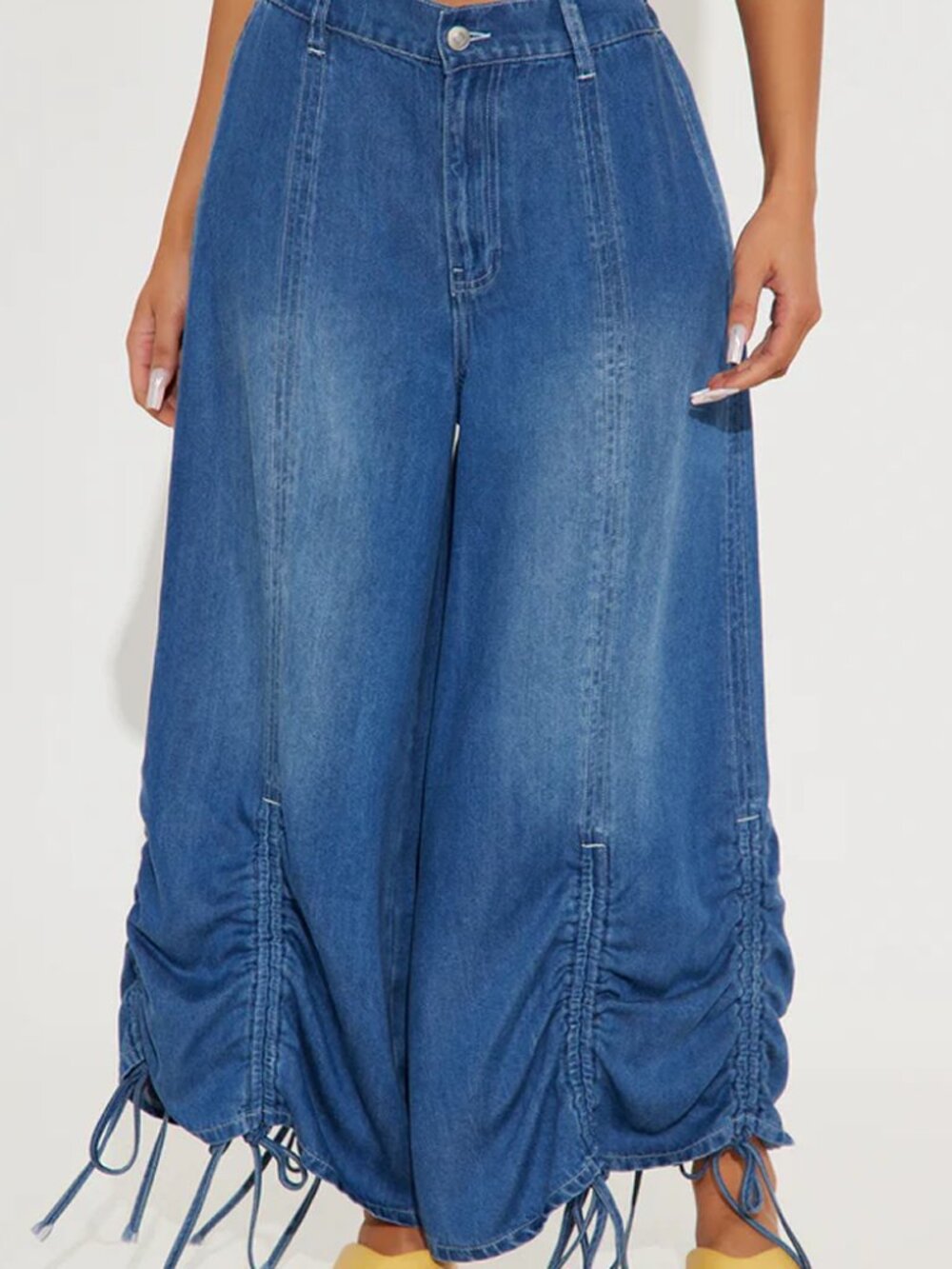 Fashion Nova Cabo Drapey Cinch Cropped Jeans - Picture 2 of 3
